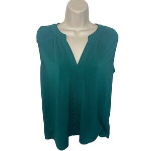H&M Women's Size Medium Dark Green V-Neck Blouse